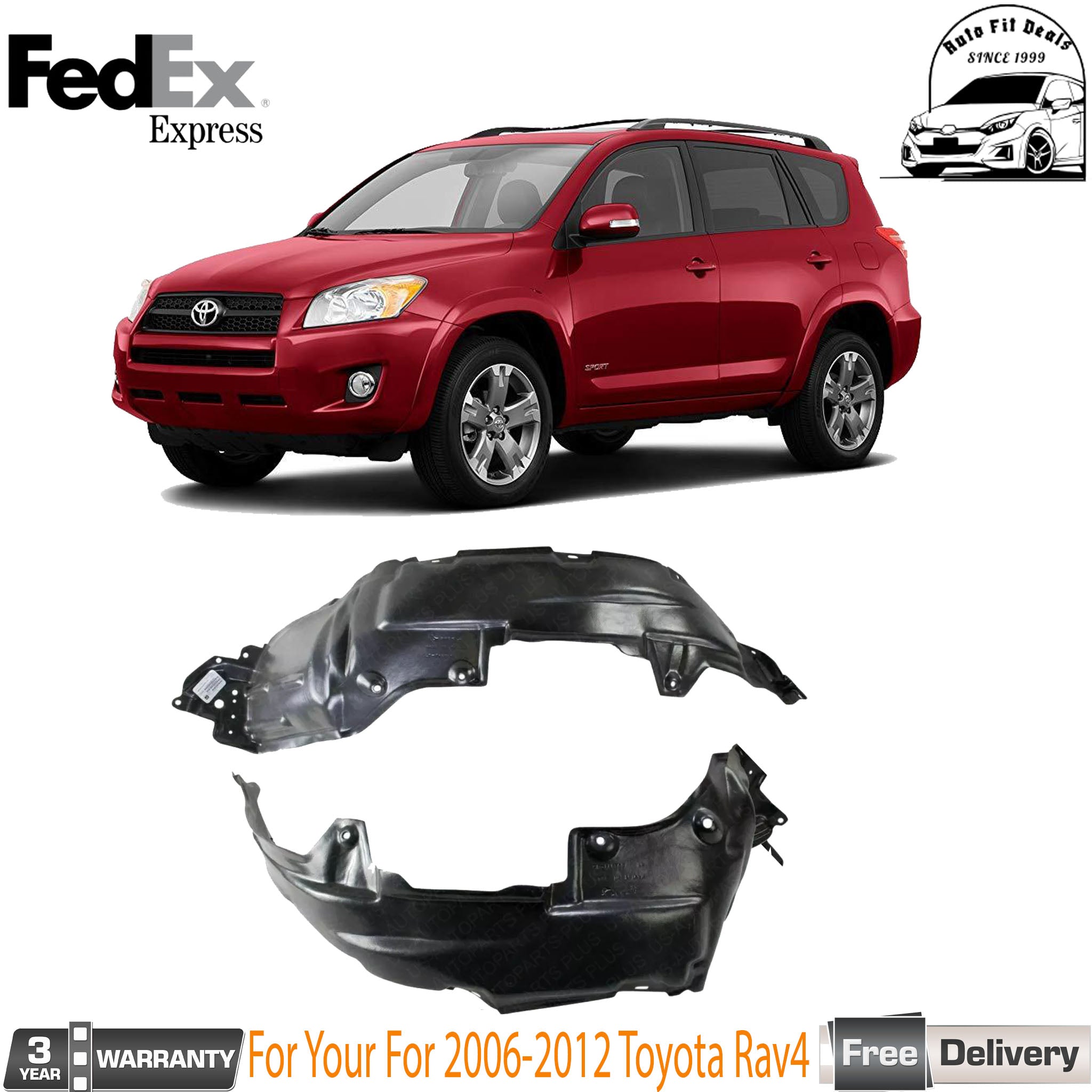 Set of 2 Front Left & Right Inner Fender Liners For Toyota 2006-2012 RAV4