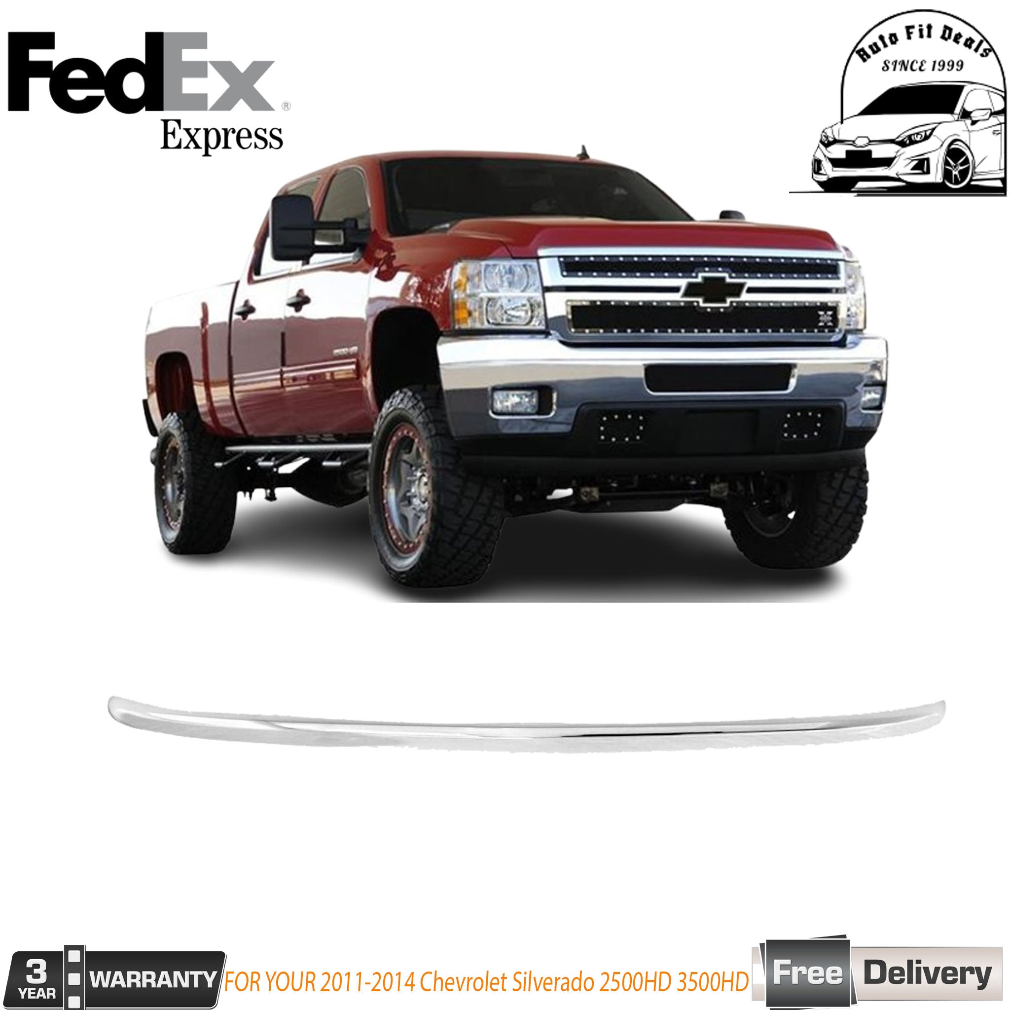 Front Hood Molding Chrome For 2011-2014 Chevrolet Silverado 2500HD 3500HD