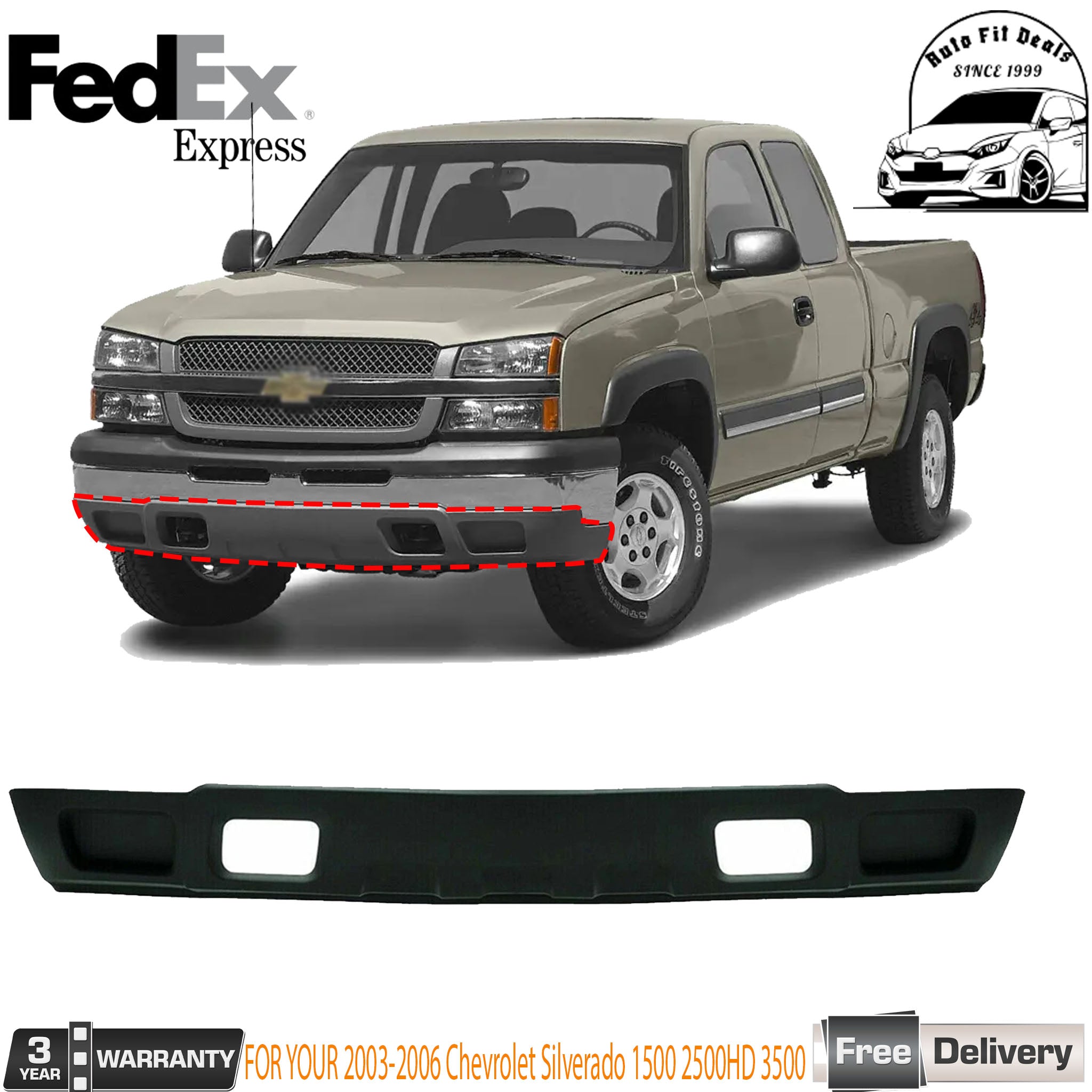 Front Lower Valance Textured Gray For 2003-20006 Chevrolet Silverado 1500 2500 HD 3500